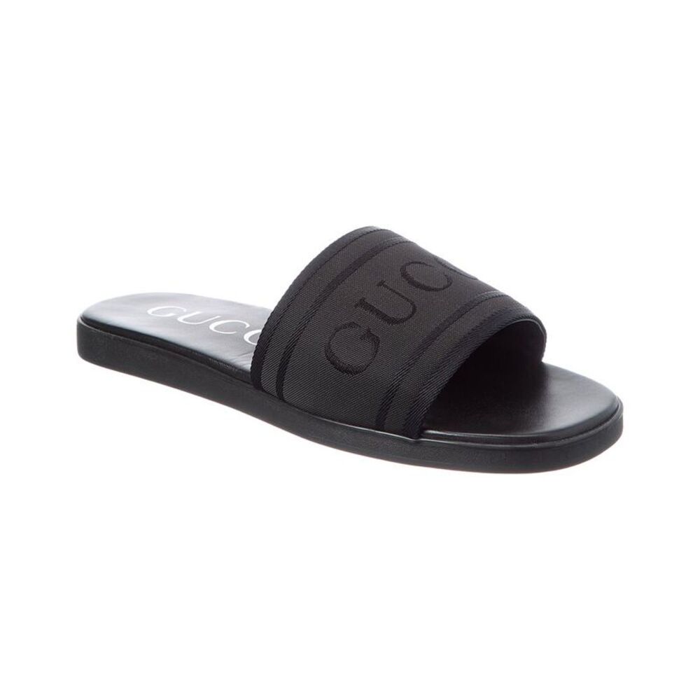Gucci Tonal Leather Sandal, Black